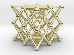 64 Tetrahedron Grid - Surface in 14k Gold Plated Brass