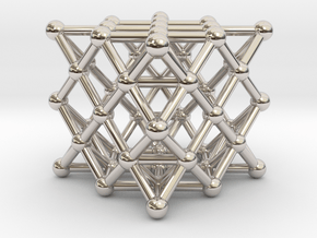 64 Tetrahedron Grid - Surface in Rhodium Plated Brass