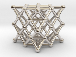 64 Tetrahedron Grid - Surface in Rhodium Plated Brass