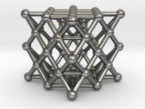 64 Tetrahedron Grid - Surface in Polished Silver