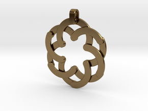 Expandable Hexagonal Pendant  in Polished Bronze (Interlocking Parts)