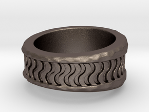 Wave Ring S B in Polished Bronzed Silver Steel: 3 / 44