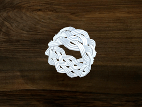 Turk's Head Knot Ring 5 Part X 9 Bight - Size 7 in White Natural Versatile Plastic