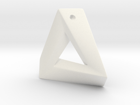 Impossible Triangle Pendant in White Processed Versatile Plastic: Large