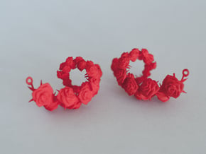 Rose Earrings in Red Processed Versatile Plastic