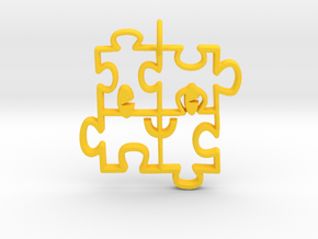 Puzzled happy face pendant in Yellow Processed Versatile Plastic
