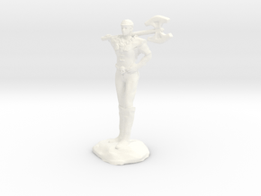 Female Barbarian Human With Great Axe and Braid in White Processed Versatile Plastic