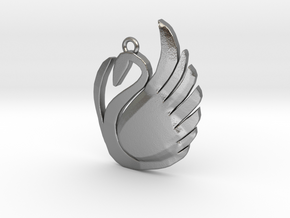Swan Pendant  in Natural Silver