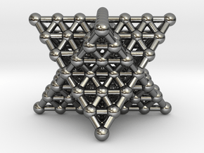 Merkaba Matrix 3 - Surface - Star tetrahedron grid in Polished Silver