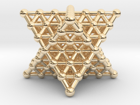 Merkaba Matrix 3 - Surface - Star tetrahedron grid in 14K Yellow Gold