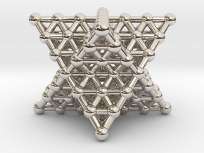 Merkaba Matrix 3 - Surface - Star tetrahedron grid in Rhodium Plated Brass