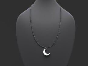 Crescent Moon Pendant in Polished Silver