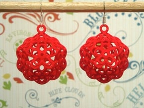 Flower Dodecahedron Earrings in White Natural Versatile Plastic