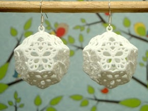 Butterfly Dodecahedron Earrings in White Natural Versatile Plastic