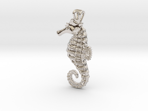 Seahorse Pendant in Rhodium Plated Brass