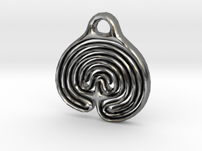 Labyrinth Pendant in Polished Silver