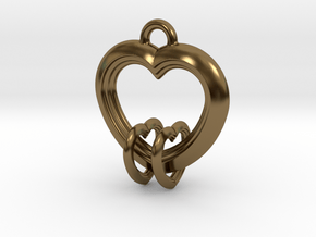 2 Hearts Linked in Love in Polished Bronze (Interlocking Parts)