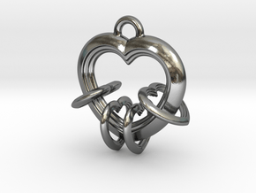 4 Hearts Linked in Love in Polished Silver (Interlocking Parts)