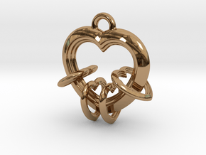 4 Hearts Linked in Love in Polished Brass (Interlocking Parts)