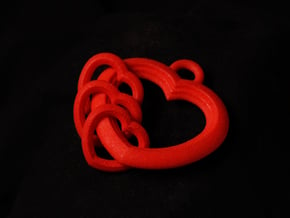 4 Hearts Linked in Love in Red Processed Versatile Plastic