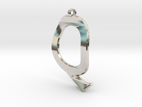 Distorted letter Q in Rhodium Plated Brass
