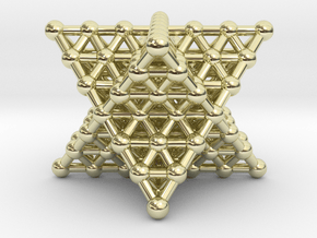 Merkaba Matrix 3 - Star tetrahedron grid in 14K Yellow Gold