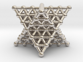 Merkaba Matrix 3 - Star tetrahedron grid in Rhodium Plated Brass