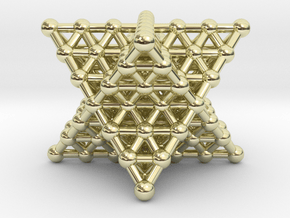 Merkaba Matrix 3 - Star tetrahedron grid in 14k Gold Plated Brass