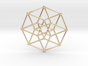 Tesseract - 4d Hypercube - E4 in 14k Gold Plated Brass