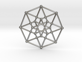 Tesseract - 4d Hypercube - E4 in Polished Silver