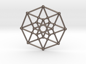 Tesseract - 4d Hypercube - E4 in Polished Bronzed Silver Steel