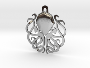 Tribal Cthulhu Pendant in Polished Silver
