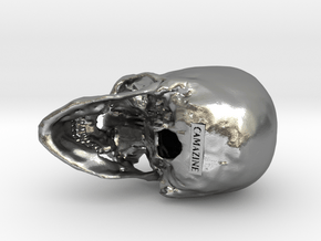 Human skull - 65mm in Natural Silver