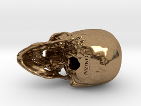 Human skull - 65mm in Natural Brass