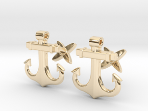 Anchor Cufflinks in 14k Gold Plated Brass