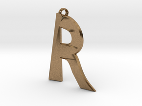 Distorted letter R in Natural Brass