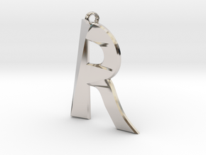 Distorted letter R in Rhodium Plated Brass