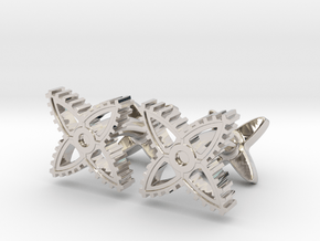 X-Gear Cufflinks in Rhodium Plated Brass