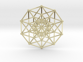 Penteract - 5d Hypercube - E5 in 14k Gold Plated Brass