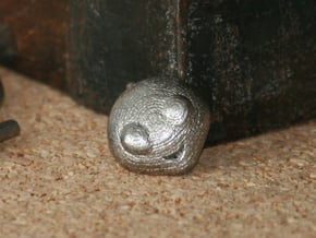 Dime Sized Emoji Alien in Polished Bronzed Silver Steel