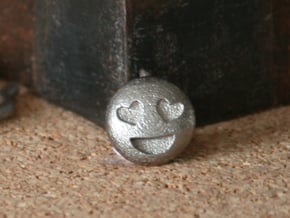 Dime Sized Emoji Heart Eyes in Polished Bronzed Silver Steel