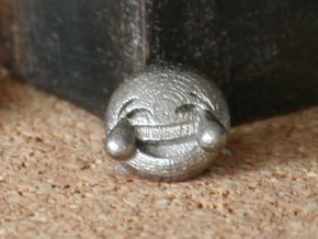Dime Sized Emoji Tears Of Joy in Polished Bronzed Silver Steel