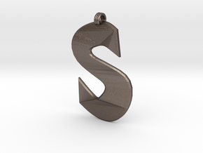 Distorted letter S in Polished Bronzed Silver Steel