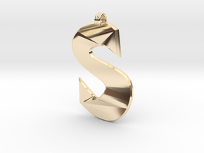 Distorted letter S in 14K Yellow Gold