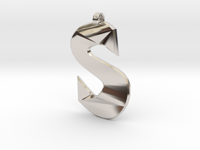 Distorted letter S in Rhodium Plated Brass