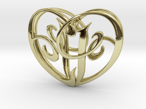 Scripted Initials 3d Heart - 4cm in 18K Gold Plated