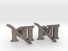 Monogram Cufflinks NI in Polished Bronzed Silver Steel