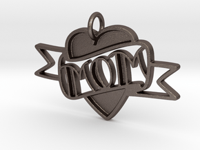MOM Pendant in Polished Bronzed Silver Steel