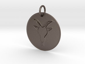 Capricorn Keychain in Polished Bronzed Silver Steel