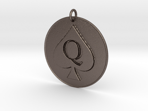 Queen of Spades Pendant in Polished Bronzed Silver Steel